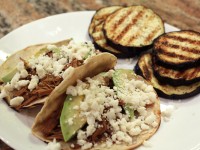 Shredded Beef Tacos and Grilled Eggplant